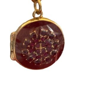 Express Elegant Gold with Red Rubies Pendant Picture Locket Necklace Gold Chain